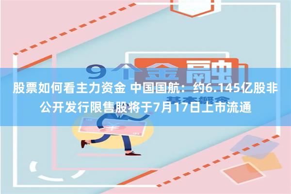 股票如何看主力资金 中国国航：约6.145亿股非公开发行限售股将于7月17日上市流通